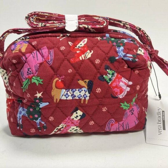 Vera Bradley Red Crossbody Bag with Holiday Dog Print - Picture 1 of 4